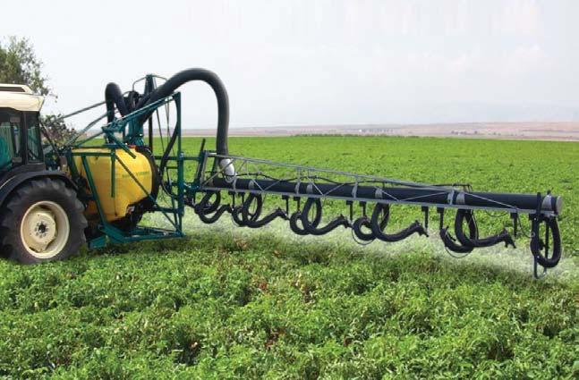 Venturi Air Boom Sprayers Achieves Total Plant Coverage On Row Crops 27' Boom Sprayer Shown T: Translucent polyethylene 150 gallon with hatch and strainer basket A: Adjustable liquid bypass, and air