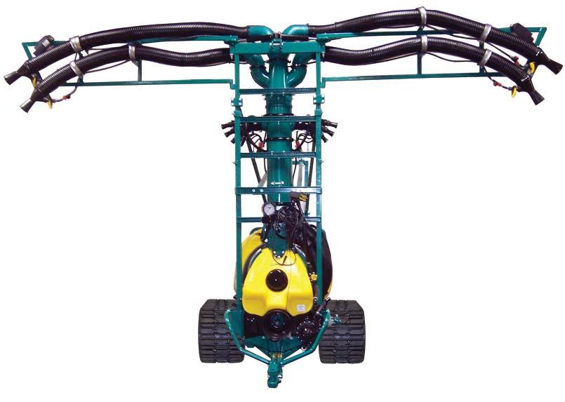 This sprayer required dual upper cannons extended out 10 feet on each side of the sprayer with electric
