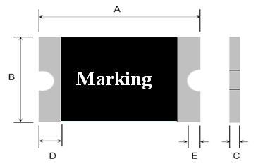 1 Unit :mm Model Marking A B C D E Min Max Min Max Min Max Min Min SMD0805-005 1 2.00 2.20 1.20 1.50 0.45 1.00 0.20 0.10 SMD0805-010 1 2.00 2.20 1.20 1.50 0.40 1.