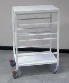 made in epoxidic powder painted steel. Supplied with 5 height adjustable runners for ISO trays/baskets.