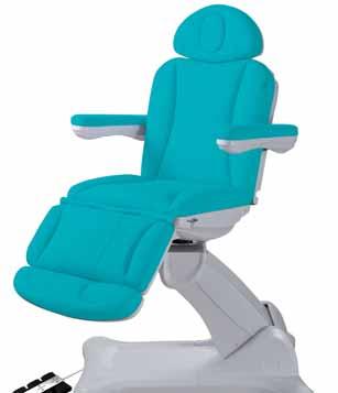 motors foot crontrolled chair to adjust separately height, backrest and seat inclination. Footrest adjustable by gas lift pump.