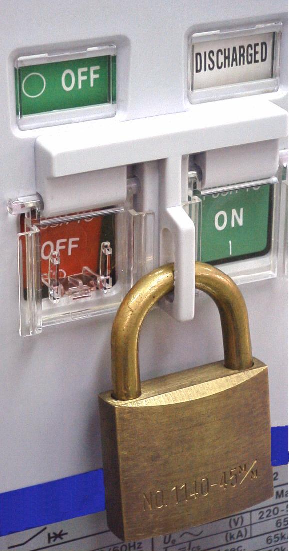 4-4. Lock in OFF Procedure 1) Open the OFF button cover shown in Fig. 27. 2) Raise the OFF-lock tab and close the button cover.