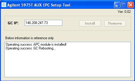 8. Input IP address and then click install to configure the Aux EPC.