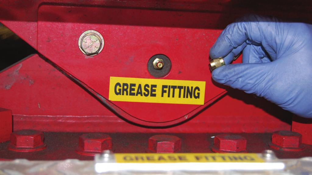 WEEKLY LUBRICATION Remove cap and lubricate with grease gun until grease is seen coming from sides There