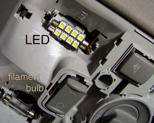 Insert bayonet base LEDs in their place and turn them clockwise until they lock in place.