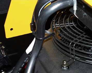 Hydraulic oil heat exchanger hose ties,