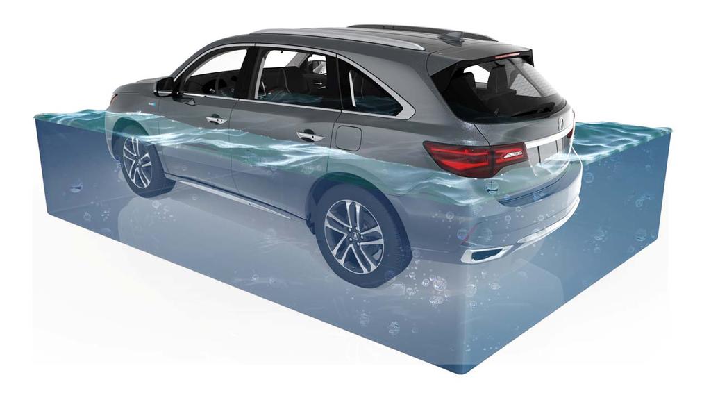 Emergency Component Procedures Locations Submerged Vehicle If an Acura MDX Sport Hybrid is submerged or partly submerged in water, first pull the vehicle out of the water.