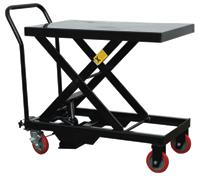 5" high with casters) Hydraulic Table Cart Capacity: 660 lbs Rugged all-steel construction Powder-coated finish Foot controls for lifting and lowering from 10.