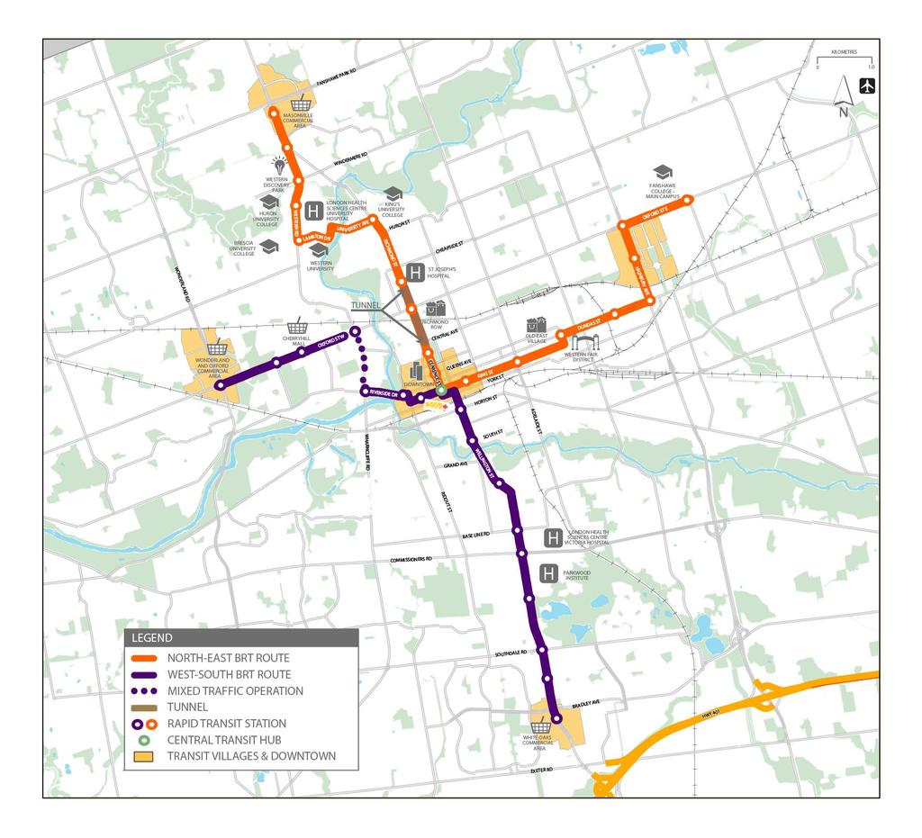 The Preferred Network 24 km network 34 rapid transit stations 27 articulated buses 1.13 benefit-cost ratio $12.2 million annual operating costs $1.
