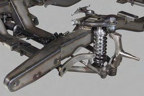 Frame comes standard with adjustable coilover shocks, Wilwood brakes, power steering, 2" drop spindles and 3rd member.