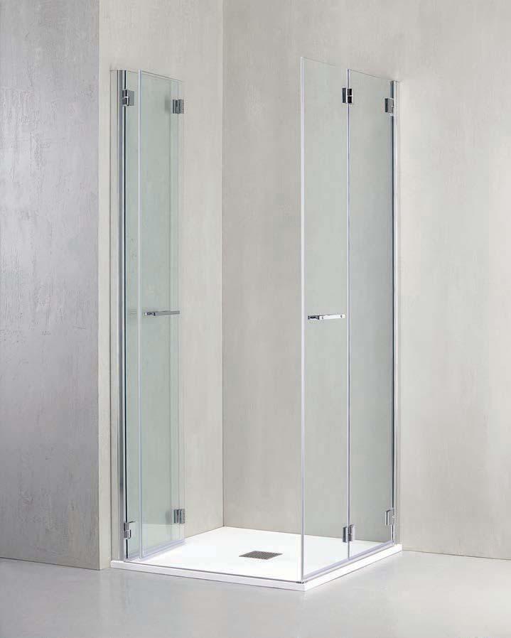 Bi-folding door 186 Volo Parete doccia con apertura a soffietto e girevole per installazione in nicchia.