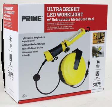 ULTRA BRIGHT LED WORKLIGHT W/ 30FT RETRACTABLE CORD REEL Cord Wire Qty. per Wt.