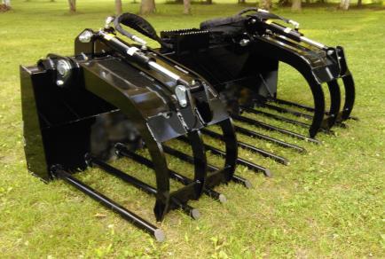 Width 73" Overall Height - Closed 28 Overall Height - Open 43 Overall Depth 36" Grapple Opening 36 Bucket Depth 27" Tines 1" T-1 High Strength Steel