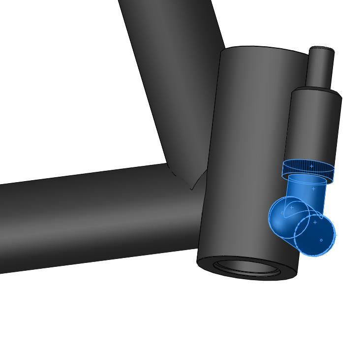 E. Install the Black plastic T-Handle plunger(highlighted in Blue) into the Barrel Housing welded to the Tire Carrier Pivot Housing. See image above. Pivot Housing F.
