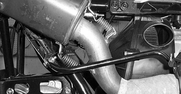 8. There is a support bracket that is connected to the sway bar bracket on the frame.