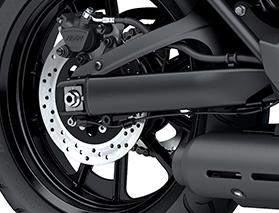 Low Comfortable Seat D-Shaped Swingarm Offset Rear Shock Features a low 705 mm seat height.