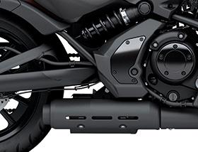 Inverted triangle headlamp contributes to the Vulcan S?s fresh, unique design. A position lamp is built into the upper portion of the headlamp unit.