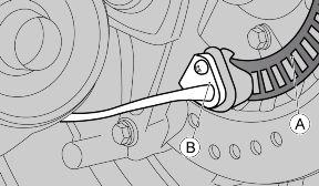 02_48 B: Speed sensor In case of failure of the ABS system, immediately reported to the rider with ABS warning light on the instrument panel, the vehicle retains the characteristics of a conventional