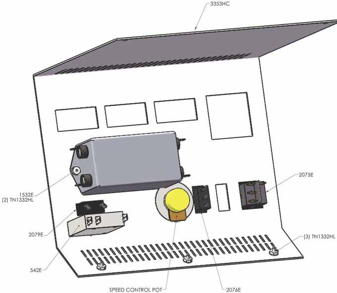230VAC Controller with 180VDC Motor Diagram 7: Front panel, 230VAC, 180VDC motor Parts shown in Diagram 7: Part No.