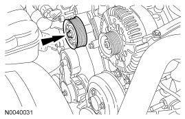 SECTION 303-05: Accessory Drive 2007 Crown Victoria/Grand Marquis Workshop Manual REMOVAL AND INSTALLATION Procedure revision date: 06/19/2006 Accessory Drive Belt Idler Pulley Printable View (106