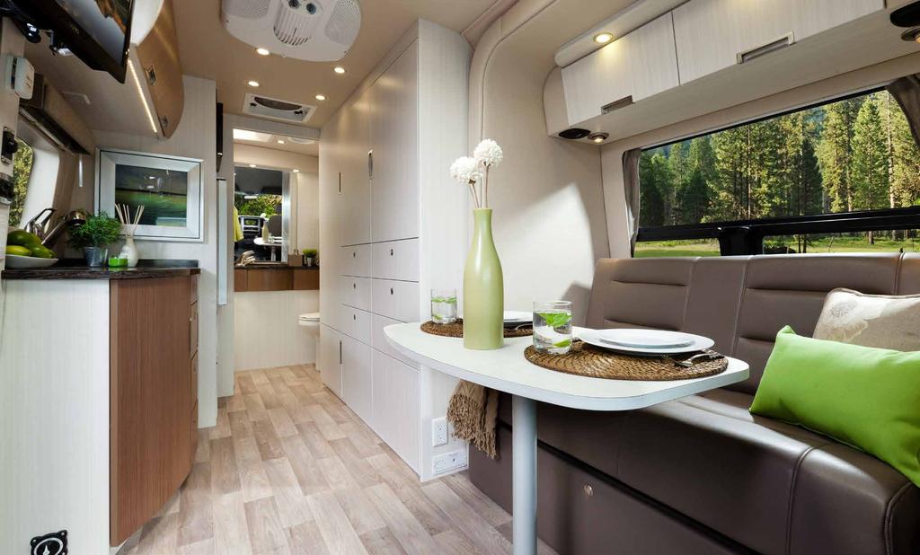 FS22SS shown in Natural Clay Décor. Room To Explore. Imagine the features and comforts of a much larger motorhome in a compact, fun-to-drive Sprinter van.
