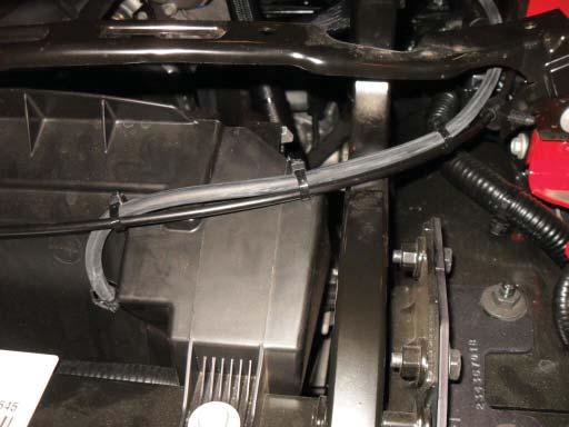 Connect the vent hose at the top of the upper LTR where shown with a green