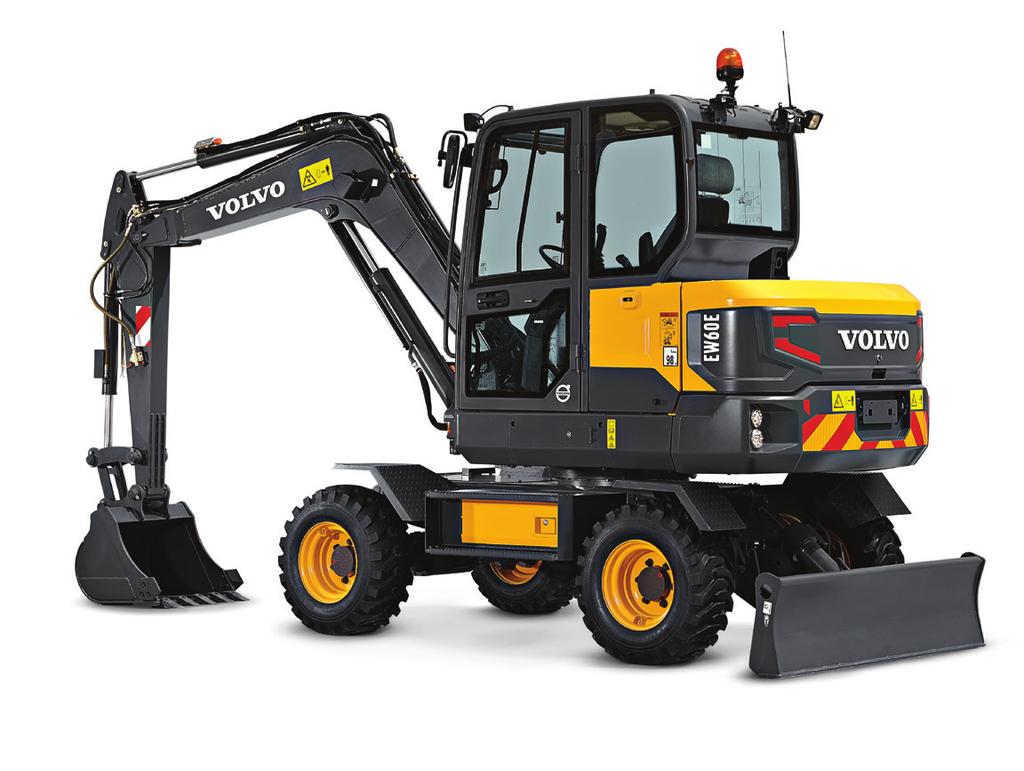 LIFT HORSE POWER TAIL SWING MAX DIG DEPTH VOLVO/EW60E Versatile Wheeled Excavator for wide range of jobs and applications. Top speed up to 18.4 mph and 4WD for optimal on and off-road for mobility.