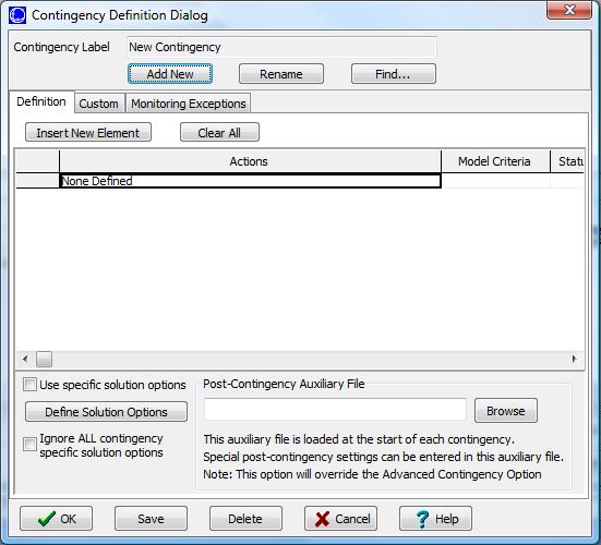 Inserting a Contingency Definition To insert a contingency On the Case Information Toolbar, choose