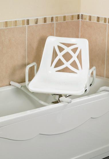 BATH SEAT This slatted bath seat provides extra height enabling access in and out of the bath. 4 large suction pads to secure to the bath.