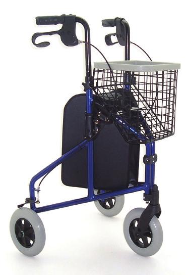 MOBILITY 3 WHEELED WALKER The 3 wheeled walker is foldable, has lockable looped brakes and height adjustable handles. It can be used indoor and outdoor.