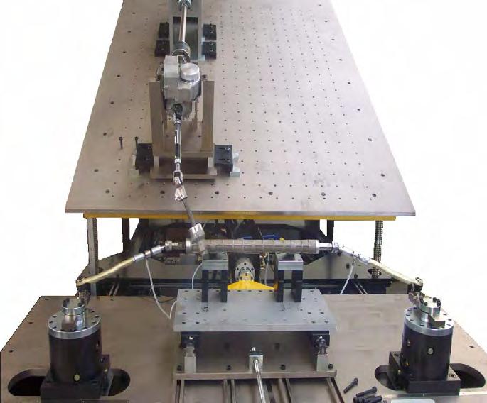 This is represented by an additional 10KN -25mm linear actuator, and wobble plate (picture on the right) to provide fore/aft motion of the platform, resulting in a 4 axis simulation of the