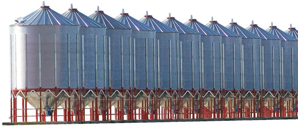 3" narrow corrugated hopper bottom bins are available in capacities from 1,967 to 9,454 bushels