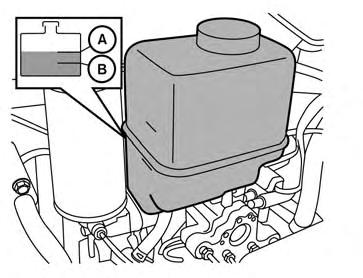 POWER STEERING FLUID BRAKE FLUID LDI2597 The fluid level should be checked using the HOT MAX range on the power steering fluid reservoir at fluid temperatures of 122-176 F (50-80 C) or using the COLD