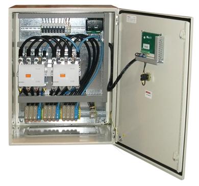 Mains is restored Cubicle composed of the electronic control module which is detecting a mains failure and of 2 contactors mechanically and electrically