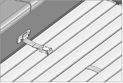 Brackets on the slats panels (If necessary move the straps) POSITION OF THE BRACKETS AND STRAPS Fixed dimensions for all pools Dimension Width