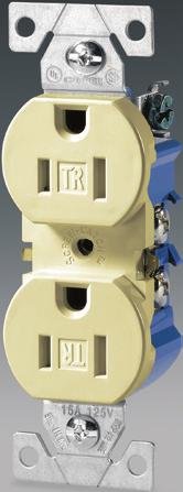12 that states that all 15A & 20A, 125V receptacles installed in dwelling units must be tamper resistant Excellent plug blade retention provided by 0.031 (0.79mm) brass line contacts 0.040 (1.