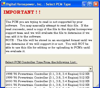 list, cancel the read operation and then select the PCM Information command from the PCM Flash menu.