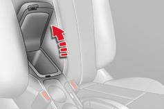The armrest slides forwards to its stop. F To stow it, slide it fully back and press down to lock it.