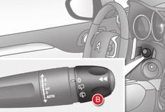 Lighting and visibility Rear wiper B. Rear wiper selection ring: turn the ring to place the desired symbol against the marking. Park.