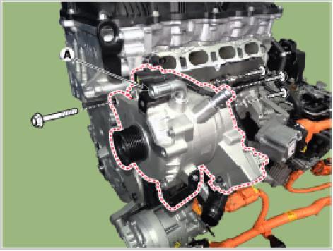 NOTE: Steps 20-26 are to replace HSG and assemble the intake manifold: 20. Remove the Hybrid Starter Generator (HSG) (T) and replace with the new HSG from the Parts Information Table.
