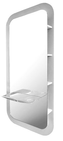 picture + 260 Mirror, melamine structure, white with lateral display.