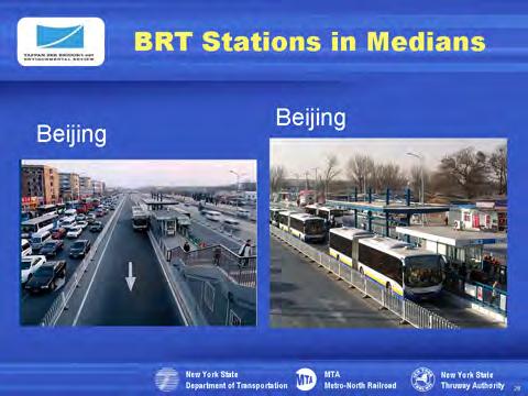 Since many BRT guideways are in street medians, so are the stations.
