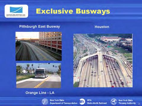 Pittsburgh and Los Angeles have made use of land adjacent to a rail corridor to create an exclusive busway.