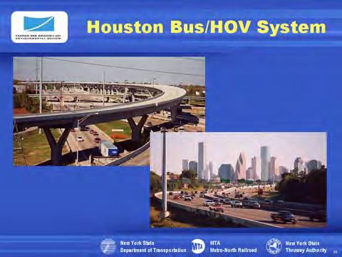 Clear signage keeps people who are not in an HOV from entering the busway. These pictures show two types of busways used in Houston.