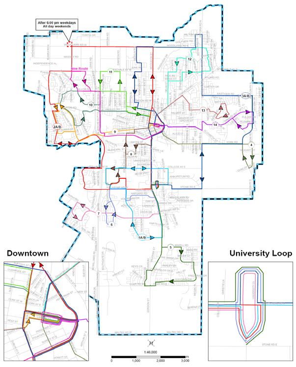 Conventional Services Future Routes Growth Areas Area A new route from downtown when Silvercreek becomes continuous (2/3 years) Area B new route from University as