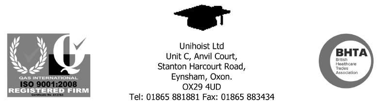 Unihoist Ltd Unit C, Anvil Court, Stanton Harcourt Road, Eynsham, Oxon.