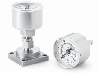 Modular Platform Components (MPC) 17 Swagelok Surface-Mount Components Pressure Gauges, M Model 40 mm (1 1/2 in.) dial size Miniature size allows placement in compact spaces.