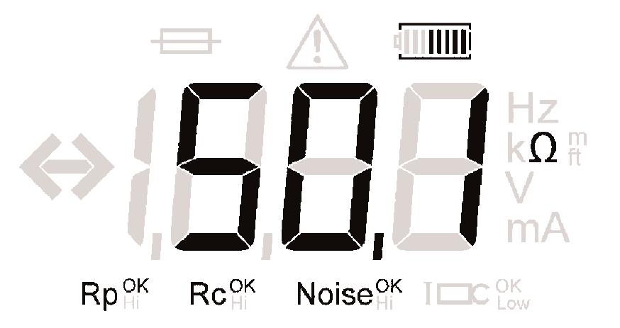 A resistance reading will be displayed on the LCD display as shown in Figure 4. Figure 4: Two point resistance reading Note: The test voltage used to make resistance measurements is a.c. and because of this may not suitable for continuity testing in accordance with local regulations.