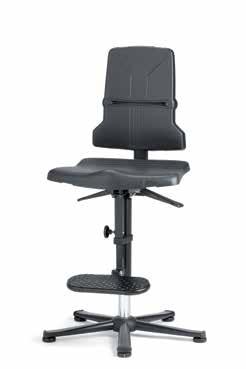 The chair features a sturdy five-legged base frame with flat lines, which is made from sectional steel tubing. This offers great stability as well as highly reliable electrostatic discharge.
