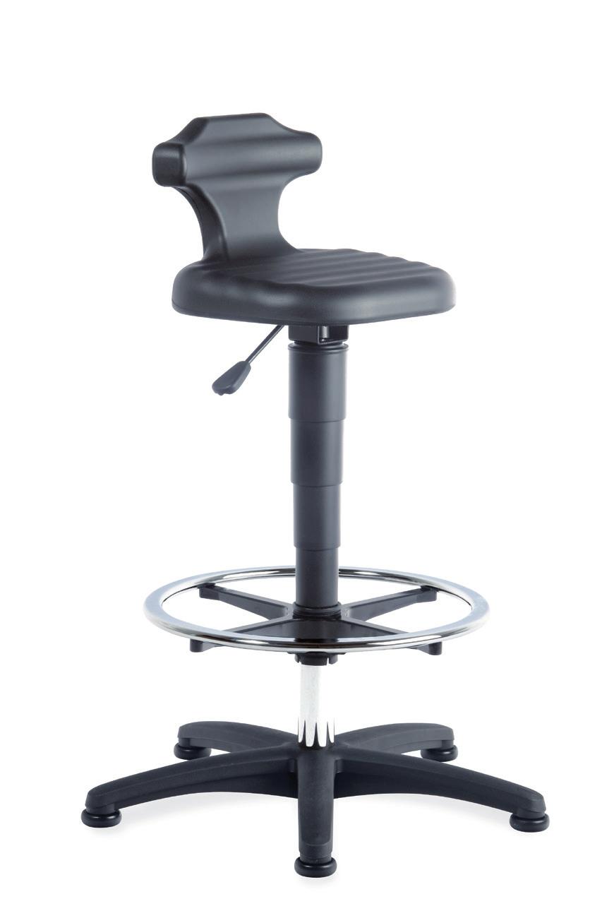 Flex Standing rest for best support in standing work and combined workplaces 360 rotation of the seat Space saving Slip resistant seat Easy